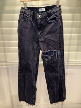 Abercrombie & Fitch Black Distressed Cropped Jeans
